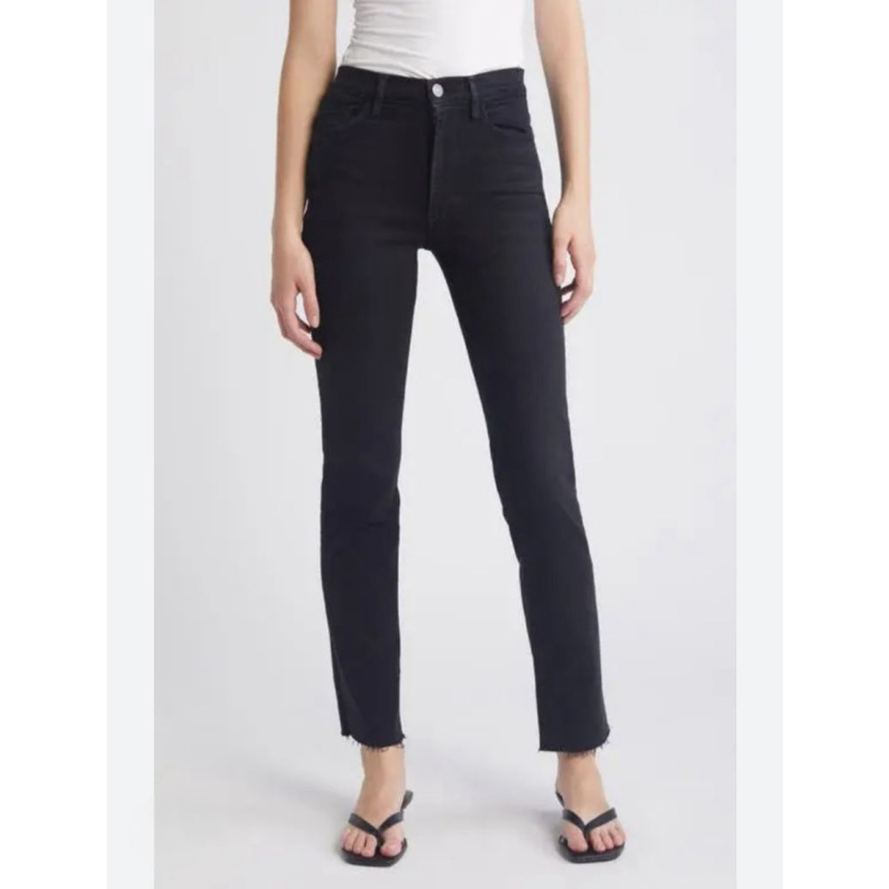 FRAME Black Le High Straight Jeans Raw Hem‎ #83 Size 31